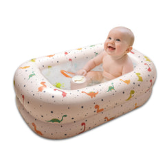 DDTPDE Dinosaur inflatable bath tub setup in sink for quick baths