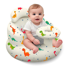 DDTPDE inflatable baby seat with tray keeps meals organized and within reach.