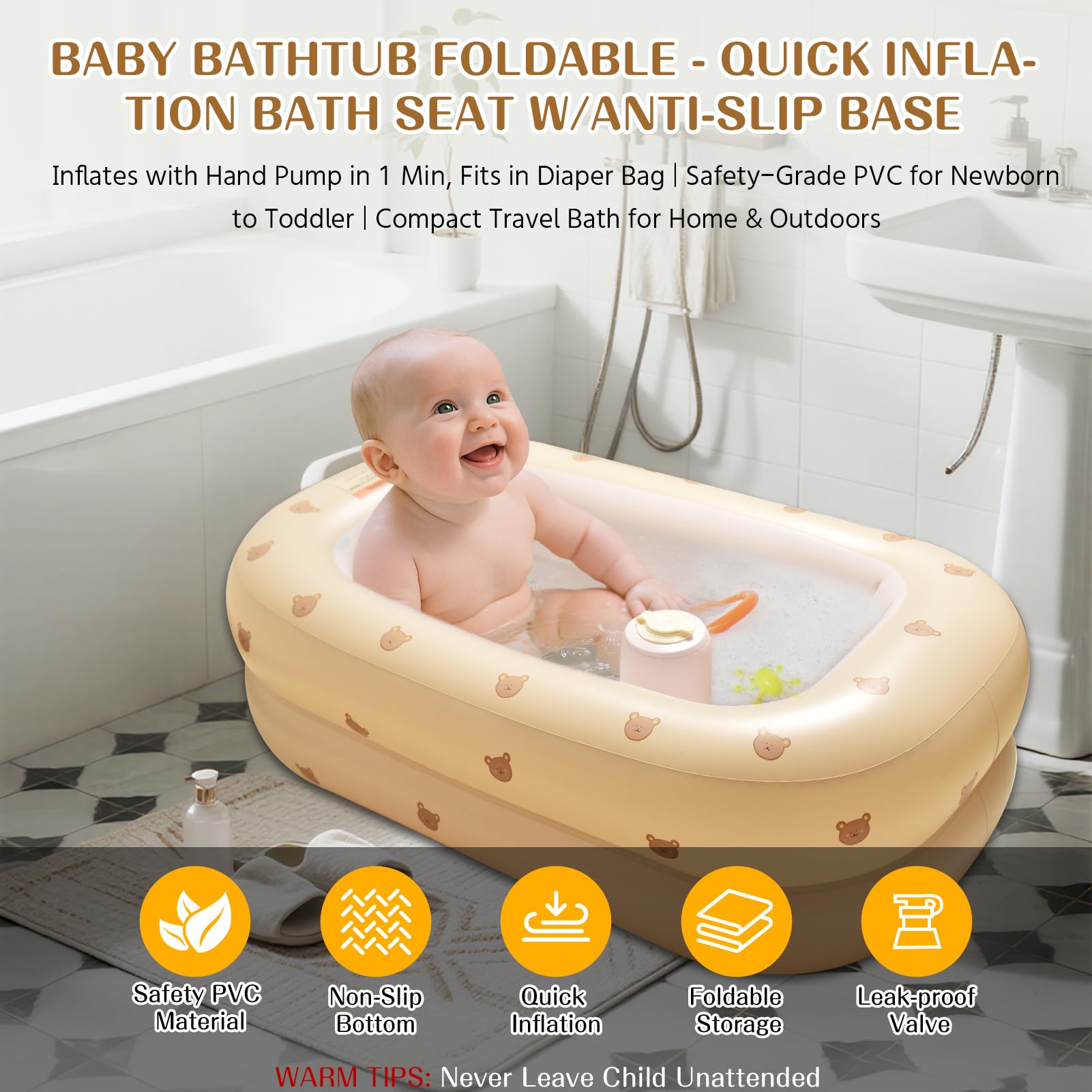DDTPDE travel-ready baby bath tub lightweight for on-the-go use.