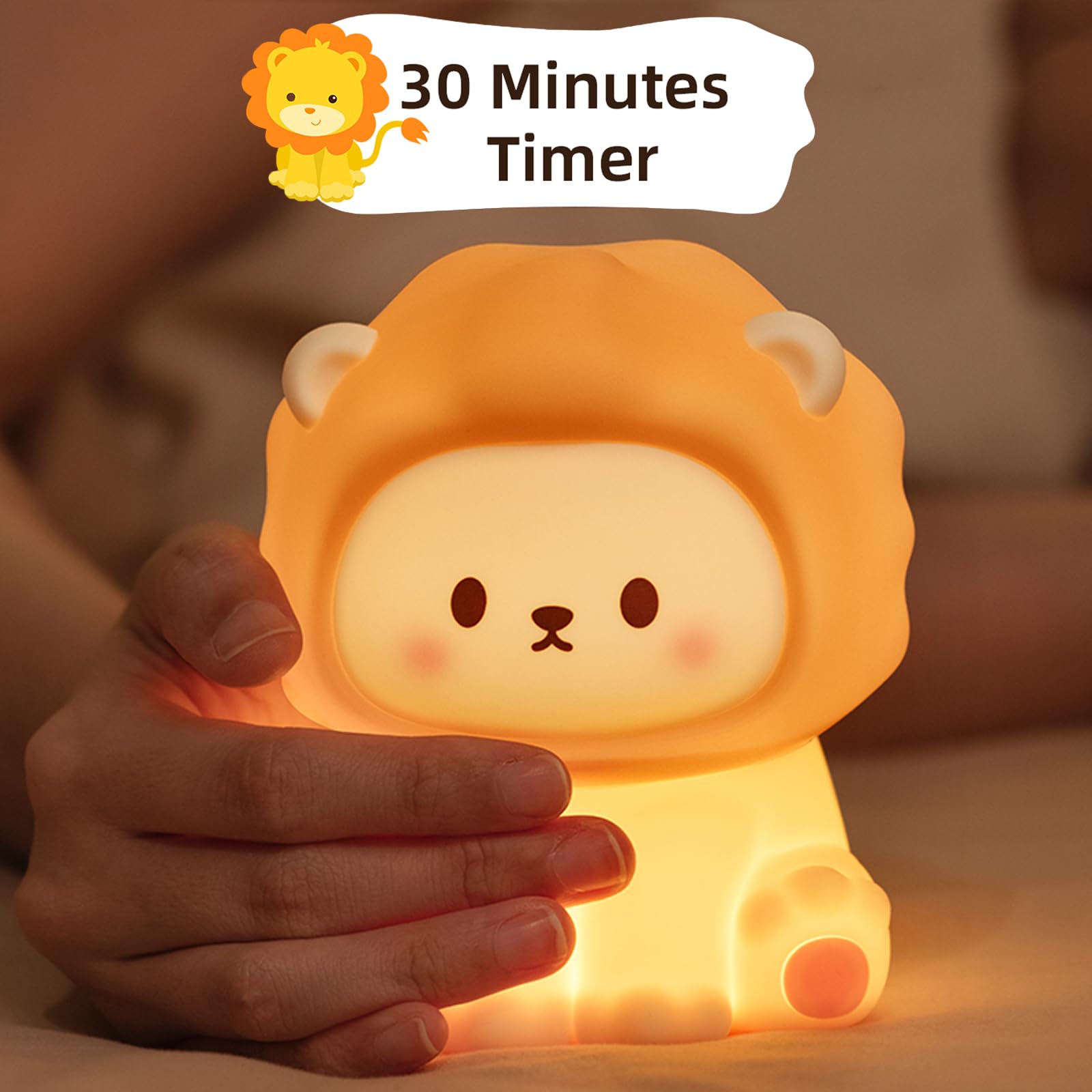 DEALFUN Lion Night Light battery detail indicating 1200mAh capacity for overnight use