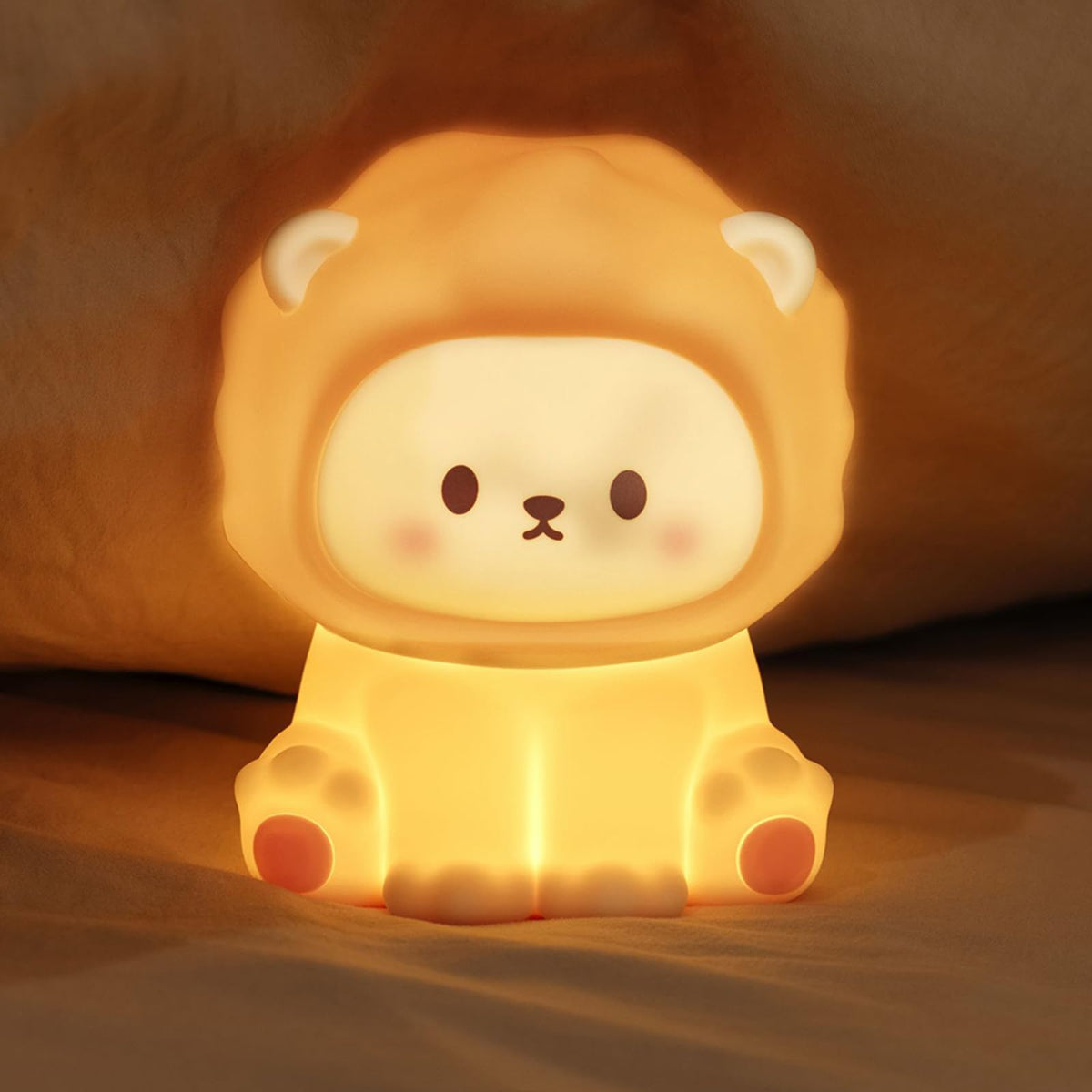 DEALFUN Cute Lion Night Light front view with soft toddler-friendly glow
