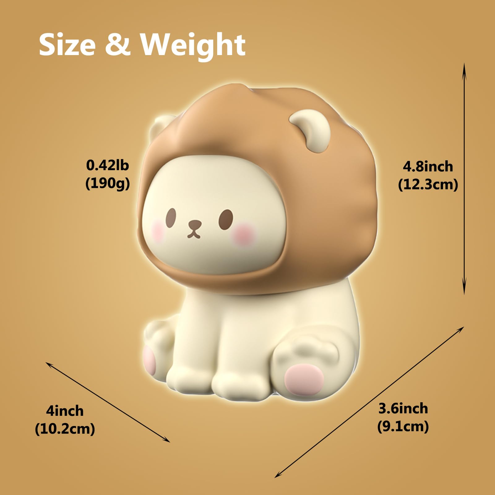DEALFUN Lion Night Light lit surface showing warm glow for bedtime