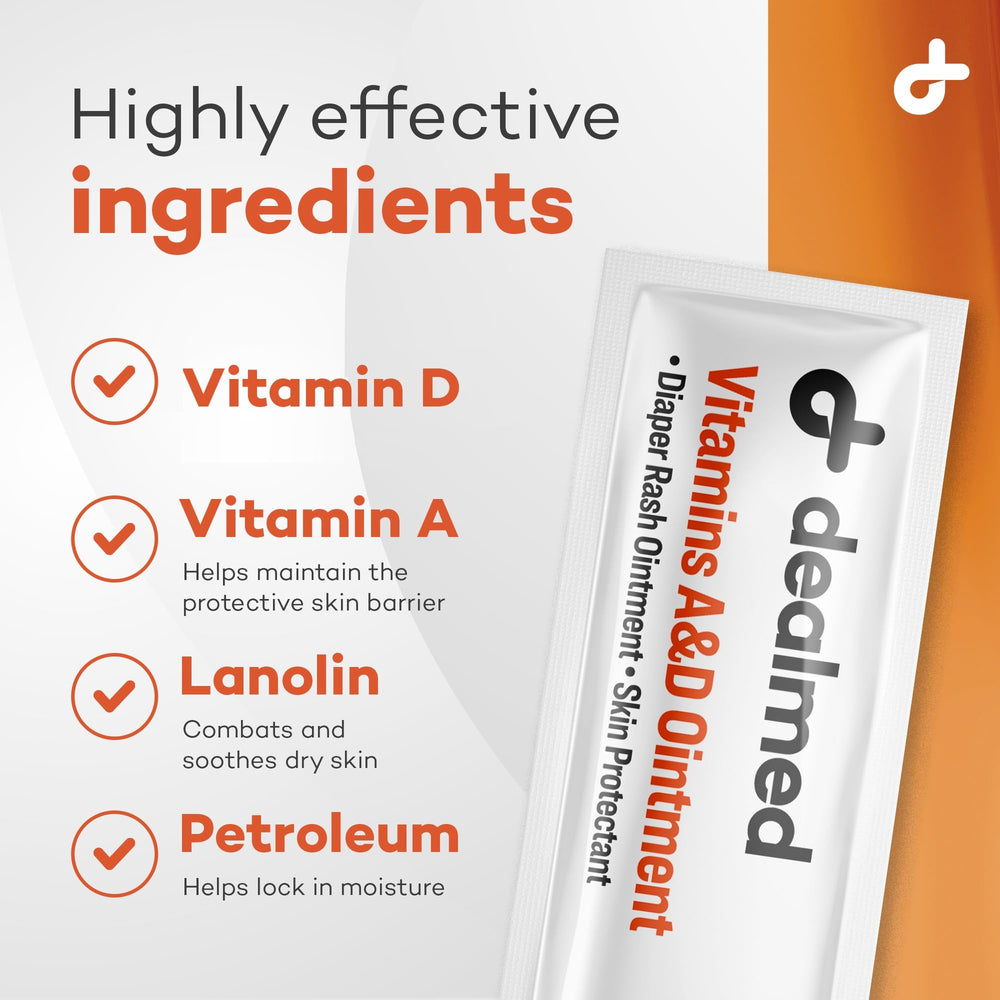 Dealmed A&D Ointment being applied to baby skin for gentle protection.