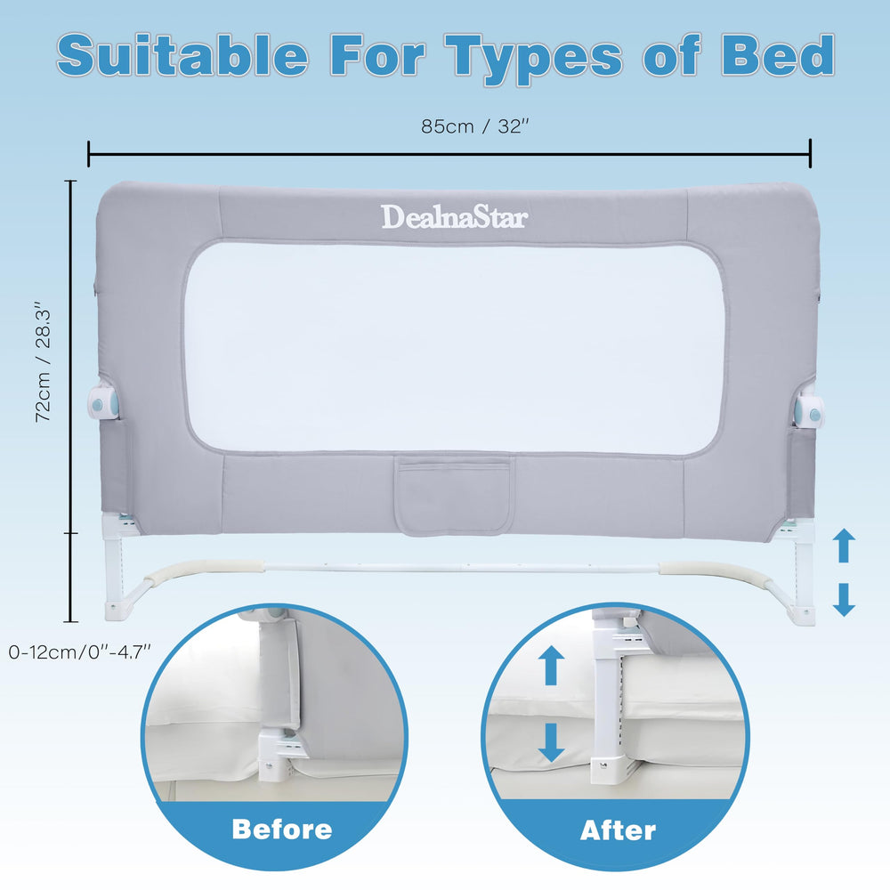 DEALNASTAR bed rail height adjustment demonstrates growing-toddler protection and tailored guard