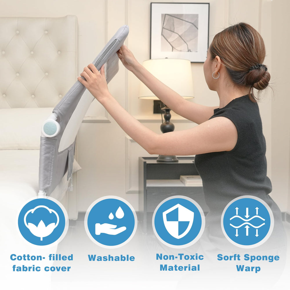 DEALNASTAR bed rail pinch-proof edges highlight child-safety features during sleep