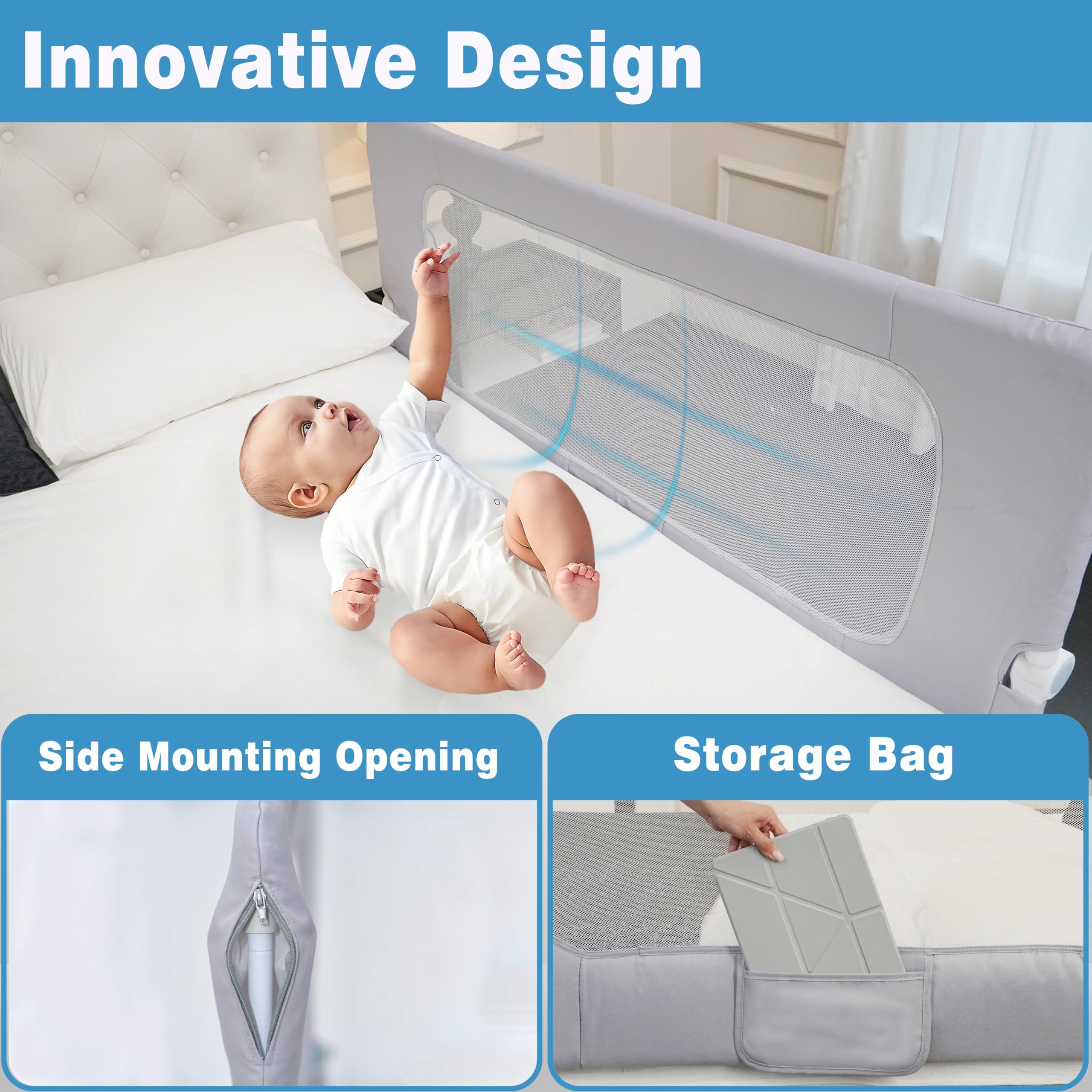 DEALNASTAR bed rail soft padding cushions bumps and adds comfort