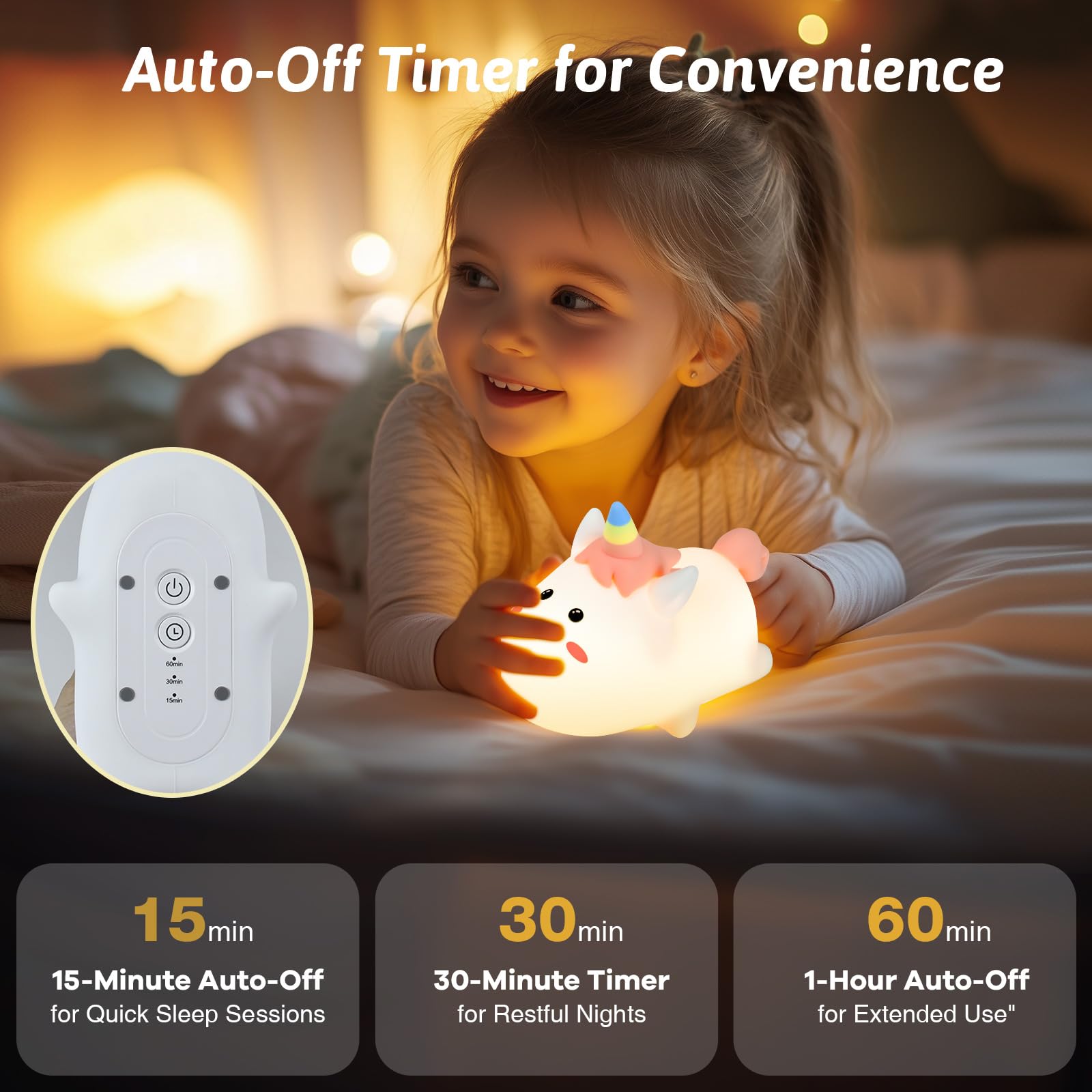Dealswin timer-enabled night light supports peaceful bedtimes and customizable shut-off.