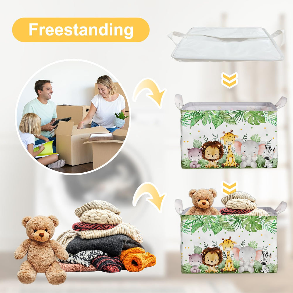 DEANHOT Animal Foldable Storage Box cartoon animals brighten nurseries and playrooms.