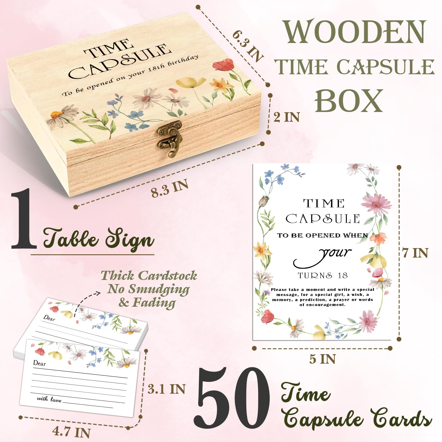 DEANHOT Floral Time Capsule table sign with elegant decor for baby showers