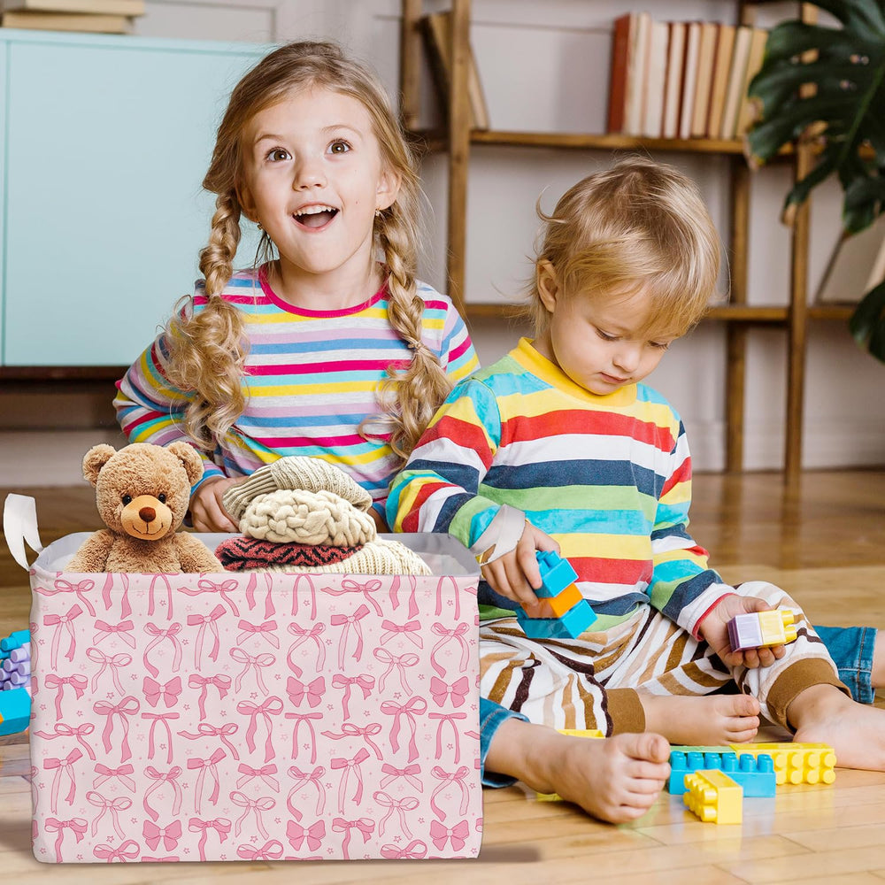 DEANHOT pink bow storage adds cute decor to girls bedrooms.