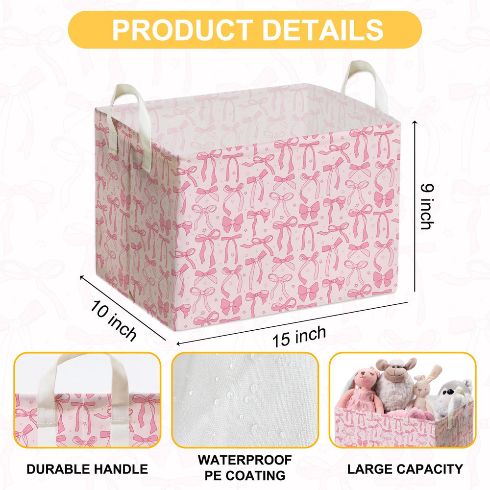 DEANHOT pink bow storage box folded flat saves space when not in use.