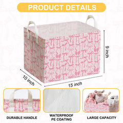 DEANHOT pink bow storage box folded flat saves space when not in use.