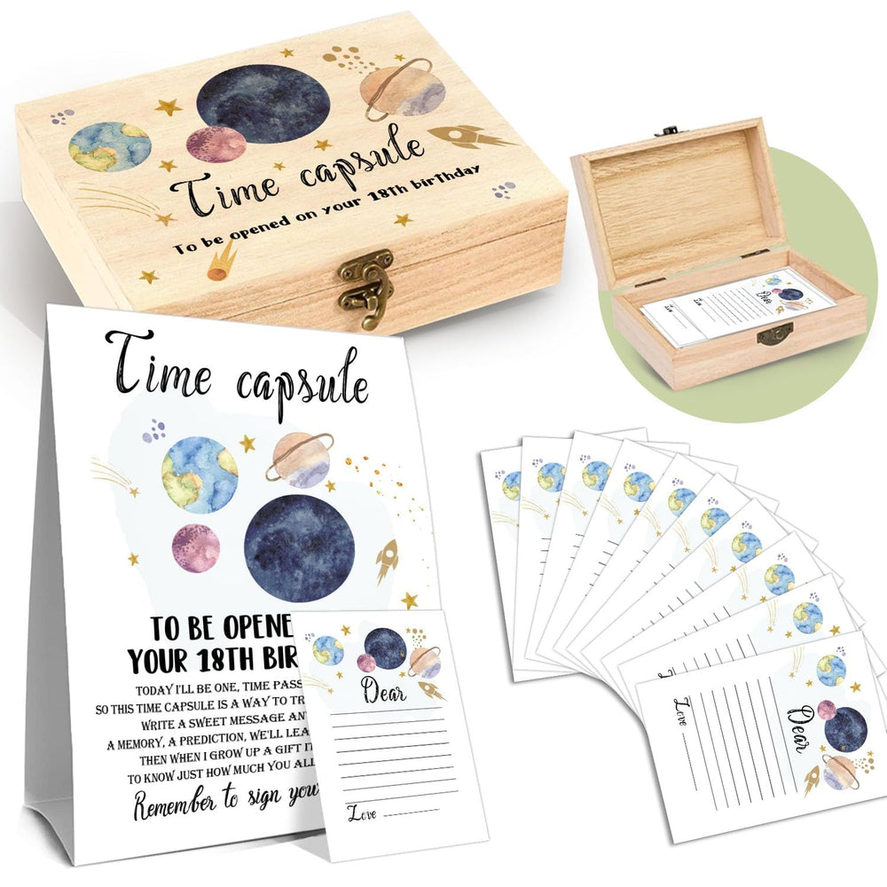 DEANHOT Planet Memory Time Capsule box — wooden keepsake for lasting memories.
