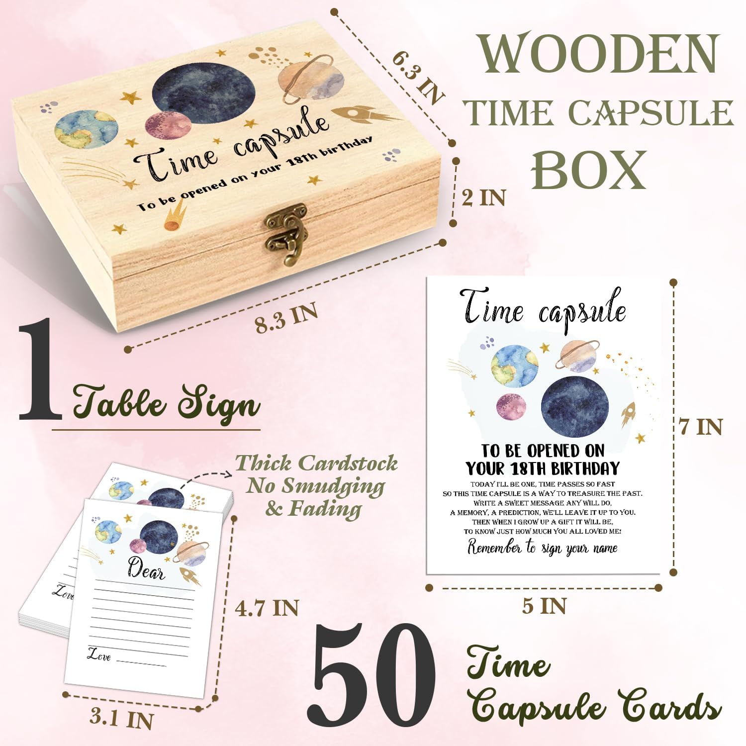 DEANHOT Planet Memory Time Capsule table sign enhances baby shower decor.