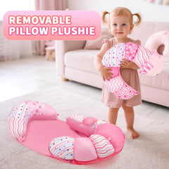 deAO 3-in-1 cushion and nursing pillow provides soft, safe tummy time support