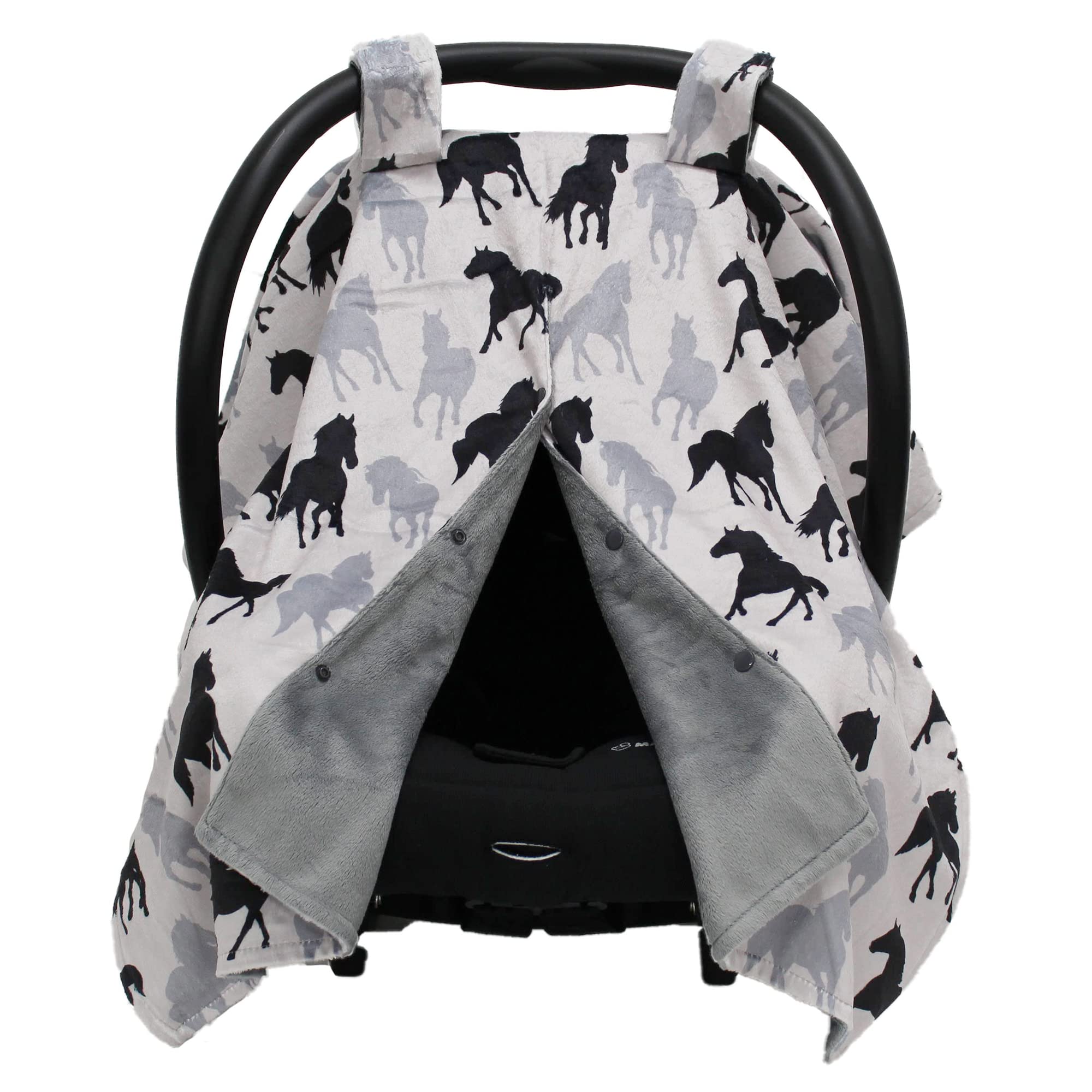 Dear Baby Gear car seat cover front view offers shade and protection.