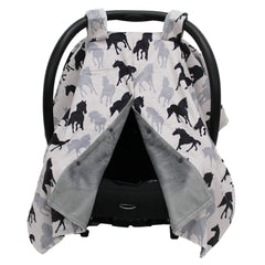 Dear Baby Gear car seat cover front view offers shade and protection.
