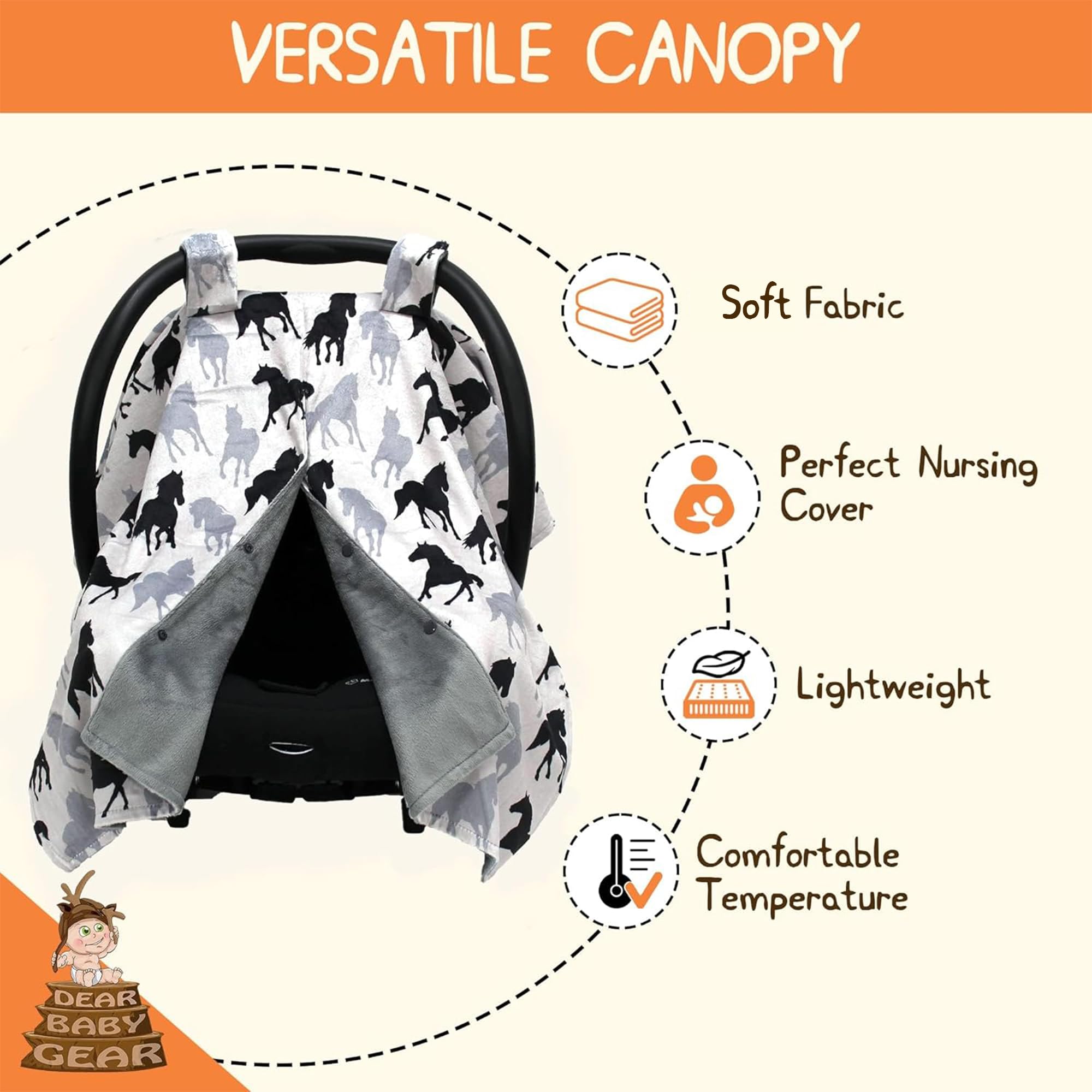 Dear Baby Gear car seat cover nursing cover for discreet feeding.
