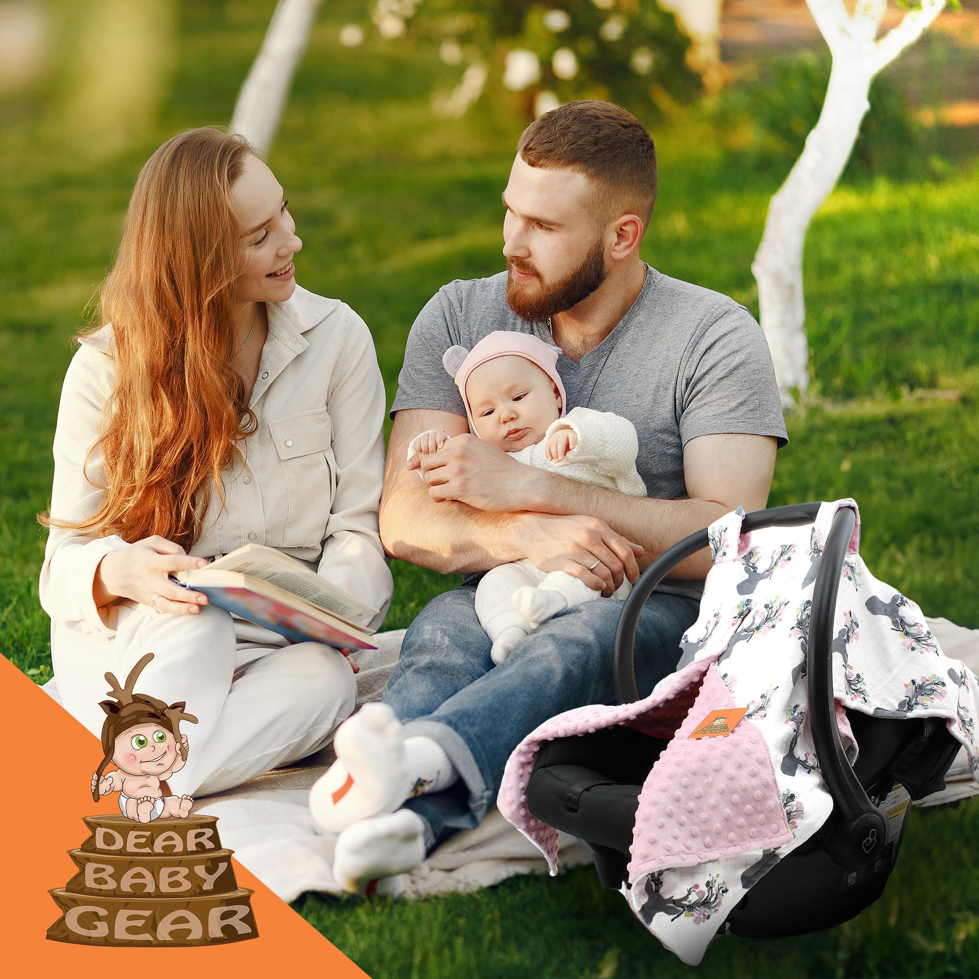 Dear Baby Gear pink-dot antler-flower design adds cozy seasonal style