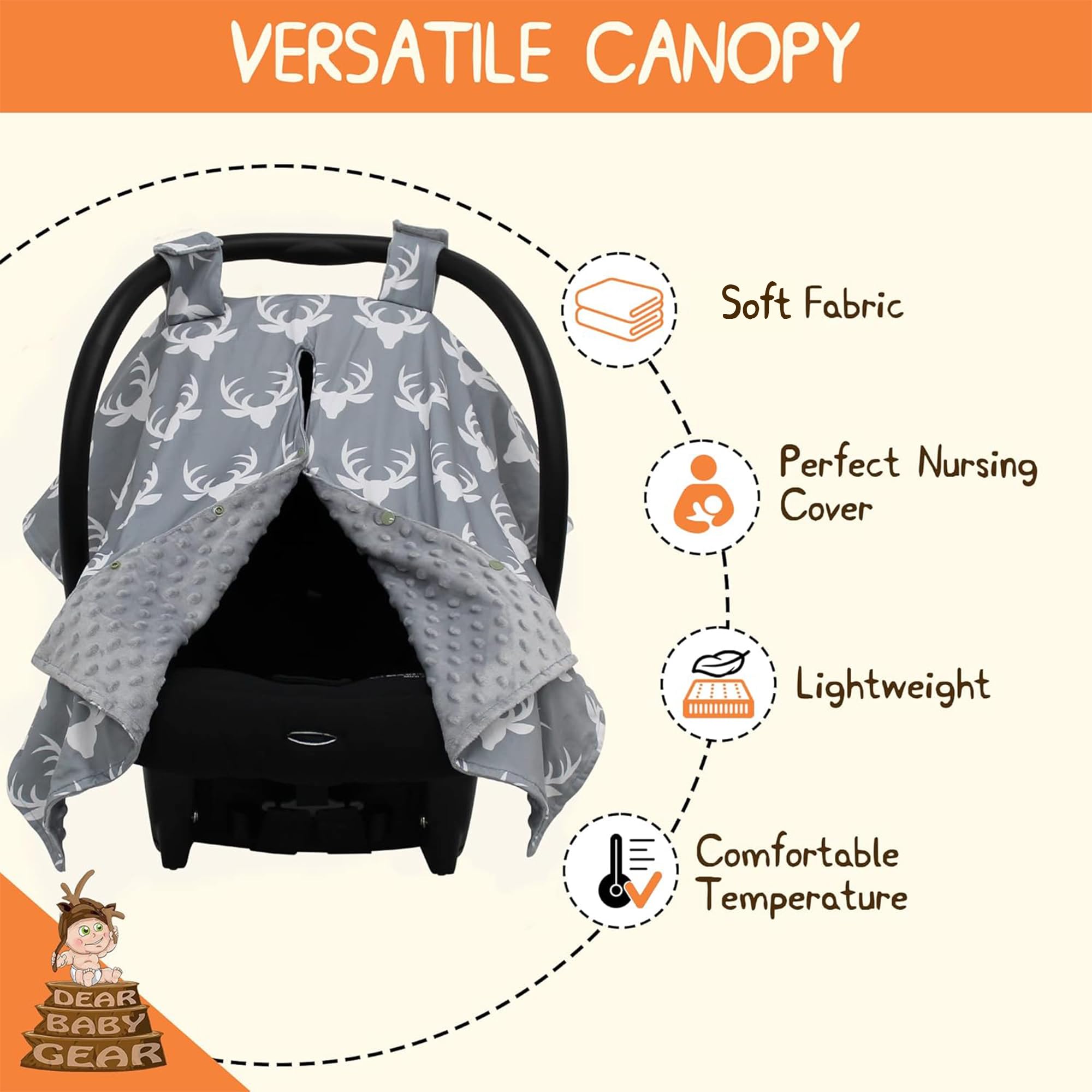 Dear Baby Gear secure hook-and-loop fasteners ensure quick, safe attachment