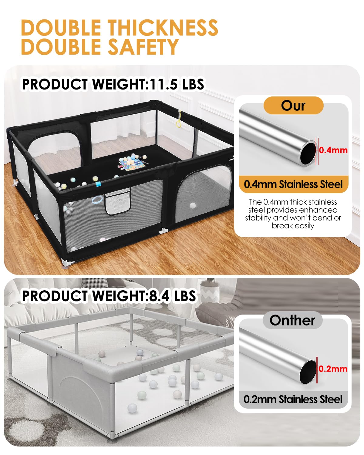 DEAR LOV playpen black safety fence defines a secure play area