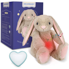 DEARBABY heartbeat bunny plush with cry-activated sensor soothing night sleep.