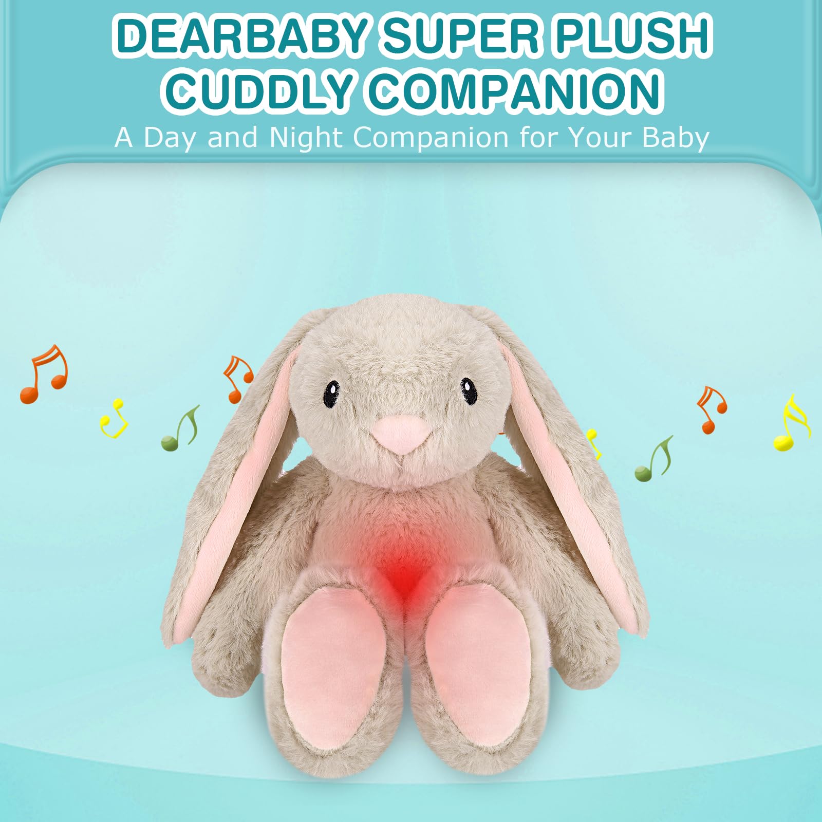 DEARBABY portable travel bunny provides on-the-go nap support.