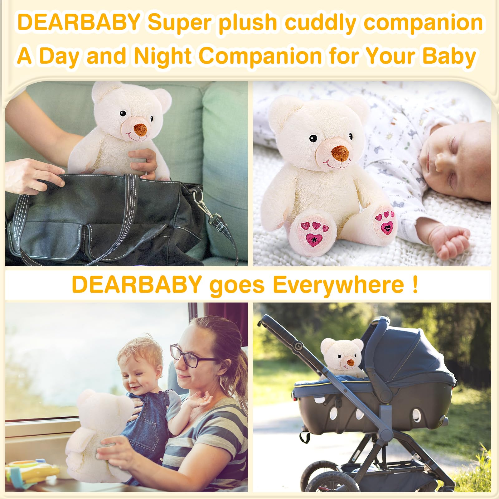 DEARBABY sleep soother soft night light with four color options.