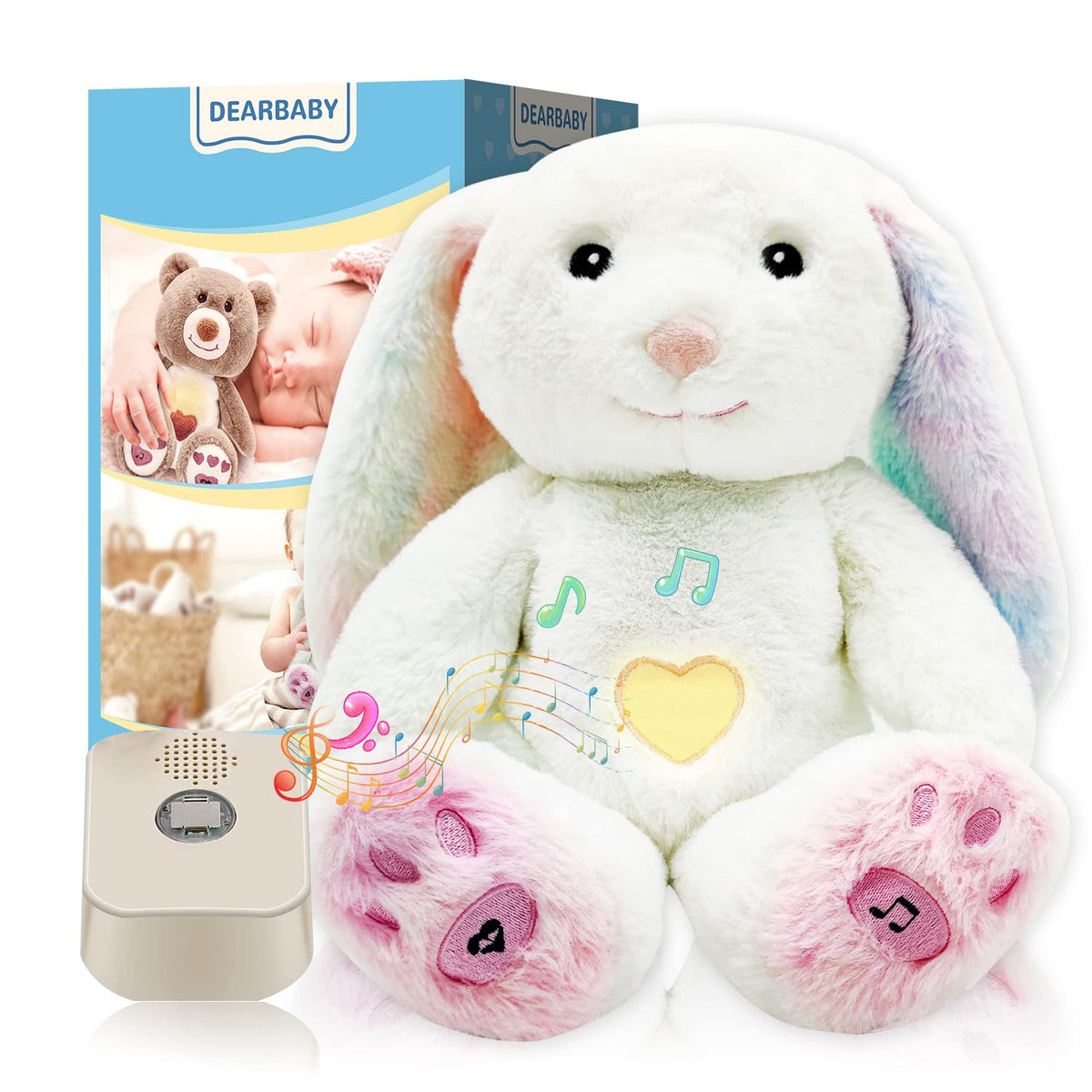 DEARBABY sleep soother plush toy delivers calming sounds for peaceful baby nights.