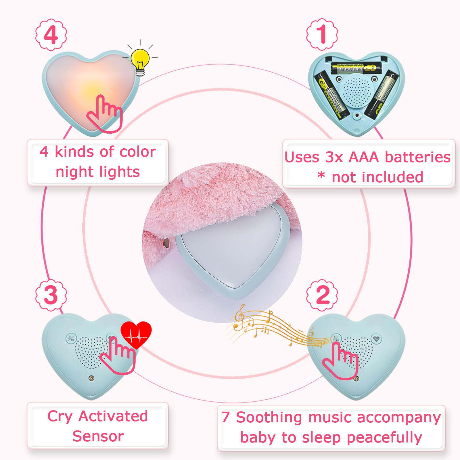 DEARBABY soft night light with color options adds comforting ambience for late-night feedings.