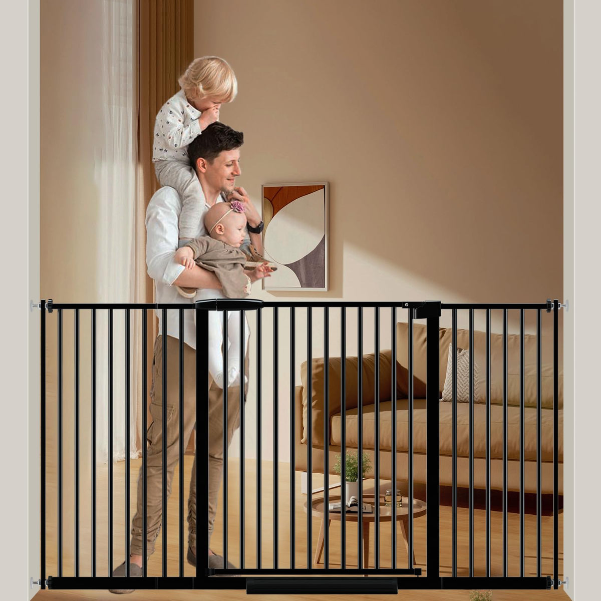 DEARBB extra wide gate frame closeup showing sturdy steel construction for durable protection.