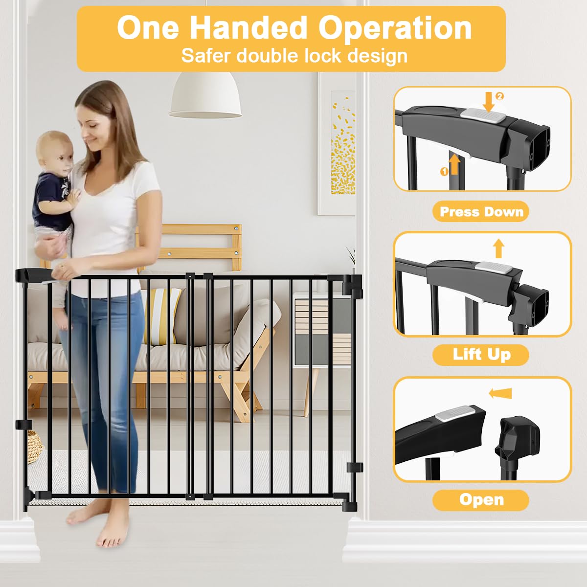 DEARBB large walk-through gate provides easy passage for adults with kids and pets.