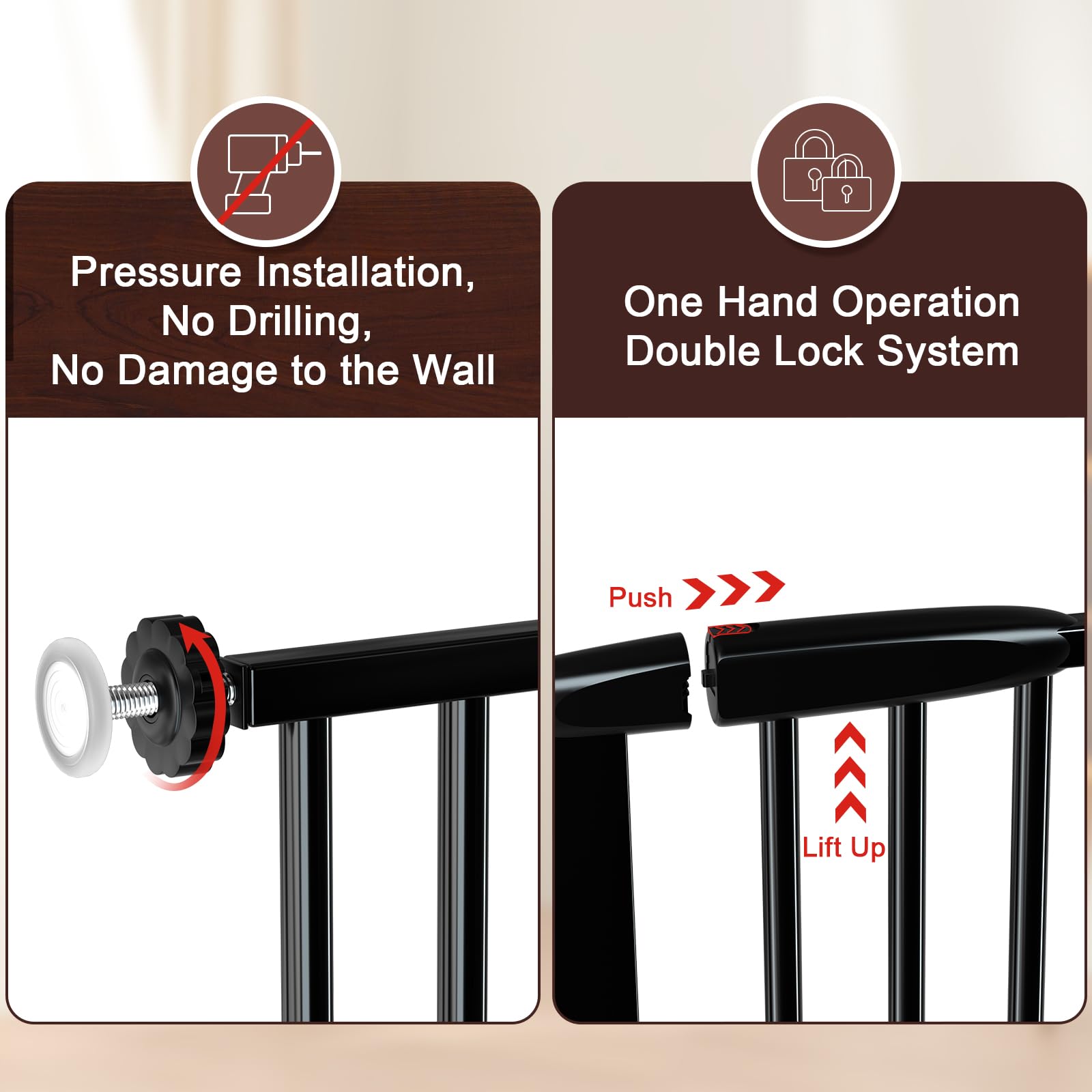 DEARBB pressure-mounted installation with four bolts preserves walls without drilling.