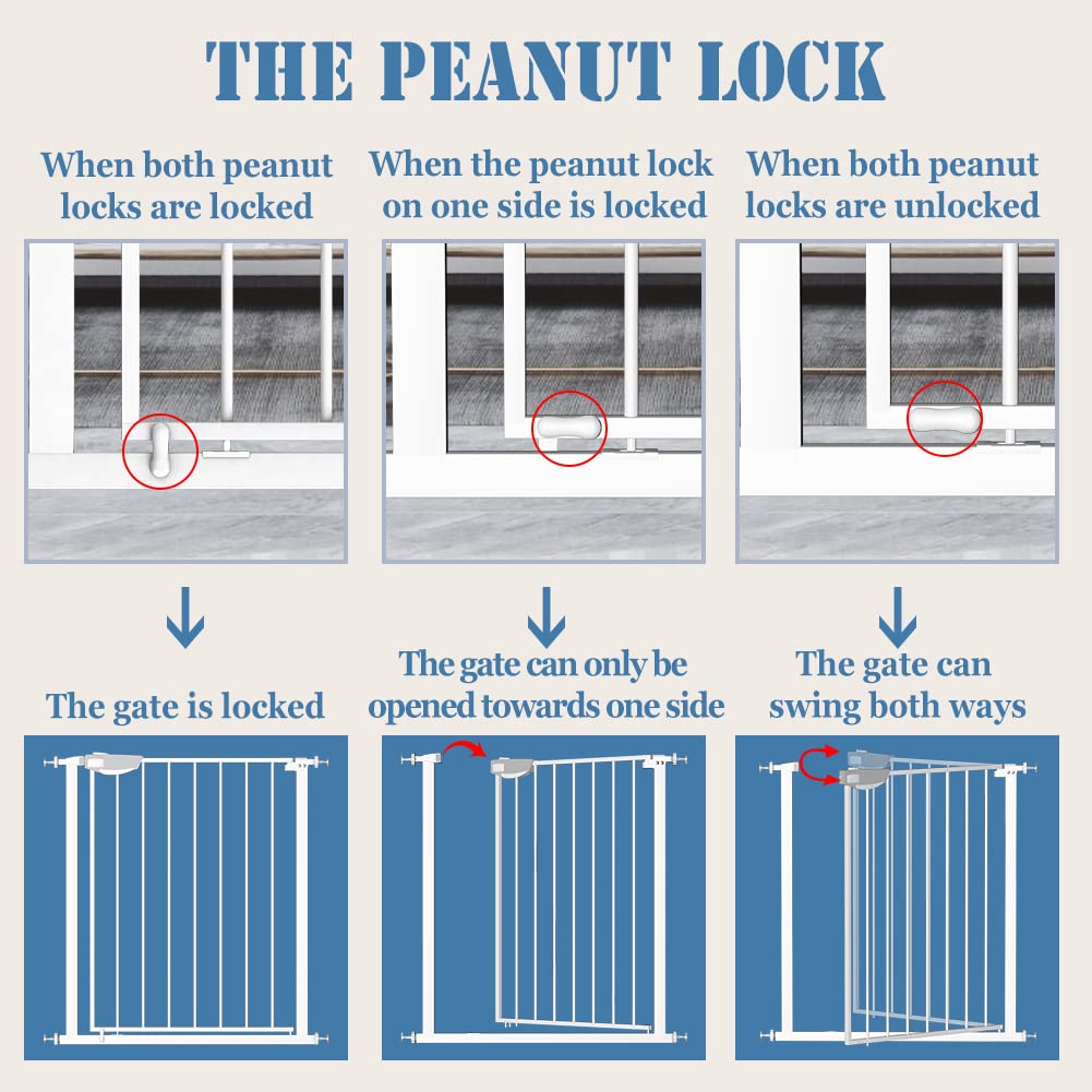 DEARBB Triple Lock Baby Gate auto-closes to secure entry and exit.