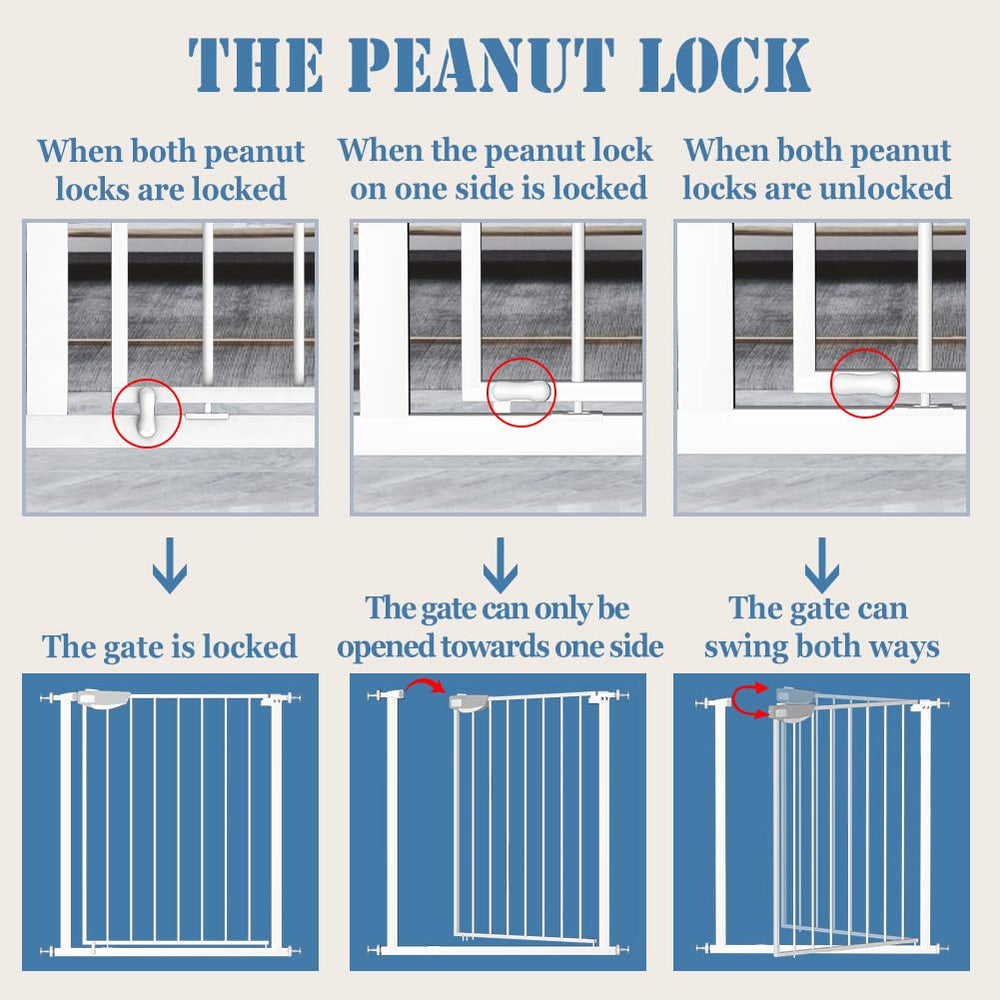 DEARBB Triple Lock Baby Gate auto-closes to secure entry and exit.