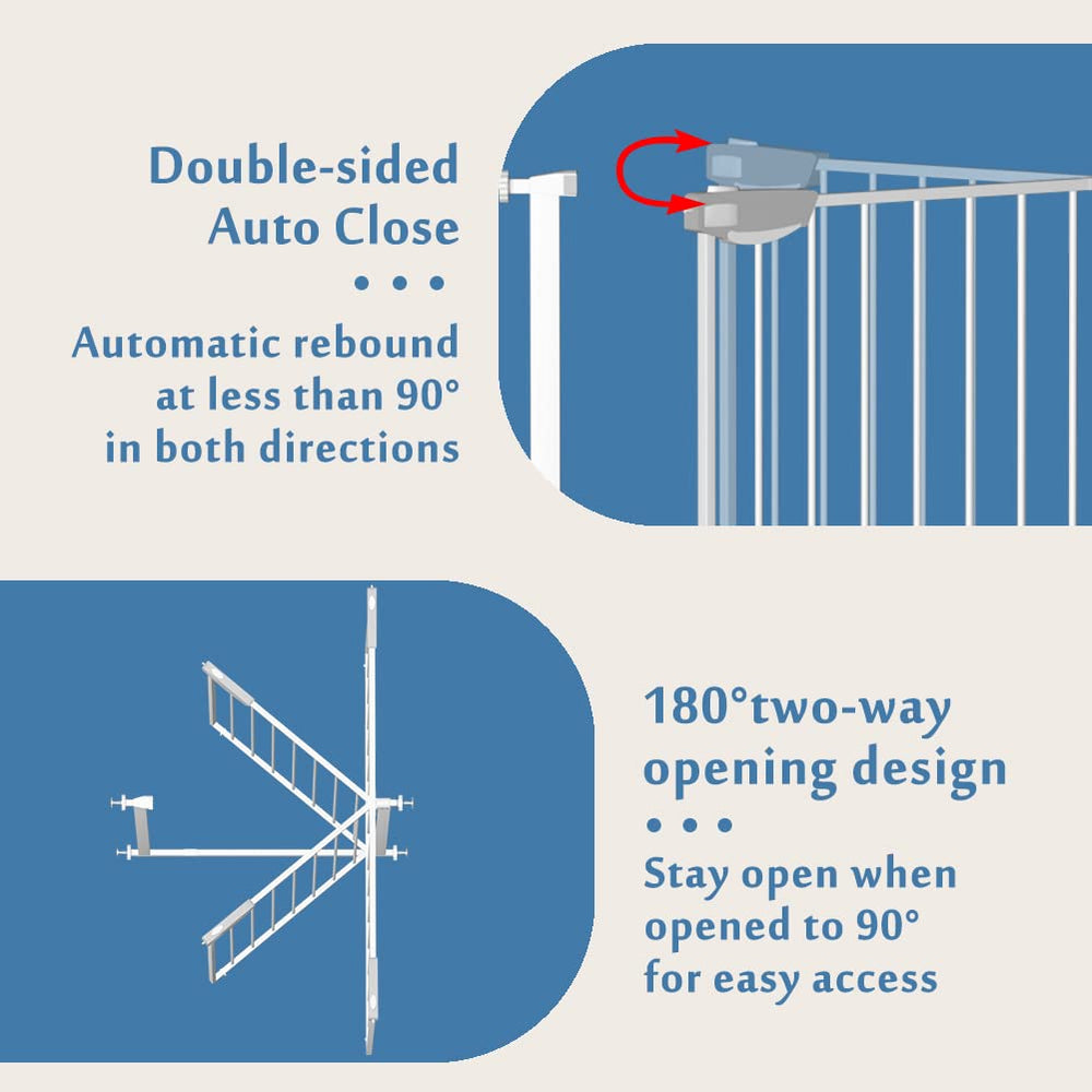 DEARBB Triple Lock Baby Gate installation is tool-free with pressure mounting.