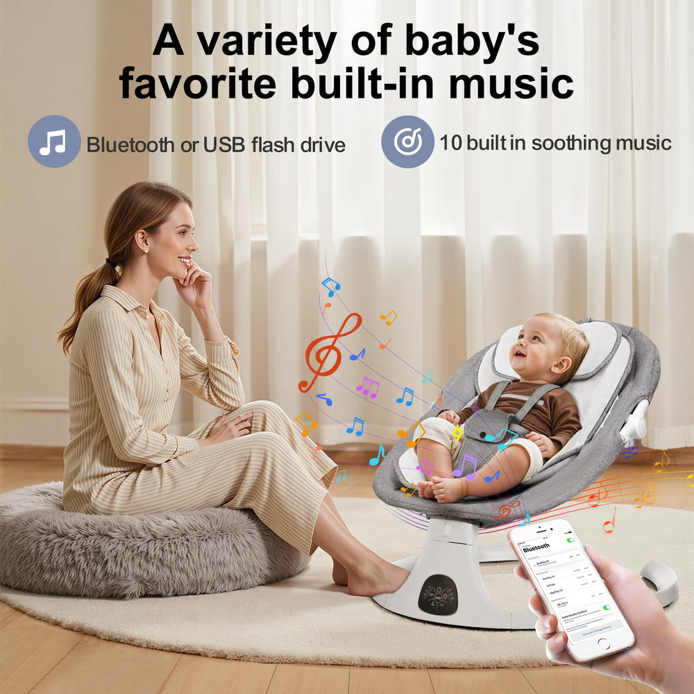 DEAREST BABY Baby Swing 5-point harness ensures secure snug fit during soothing sessions.