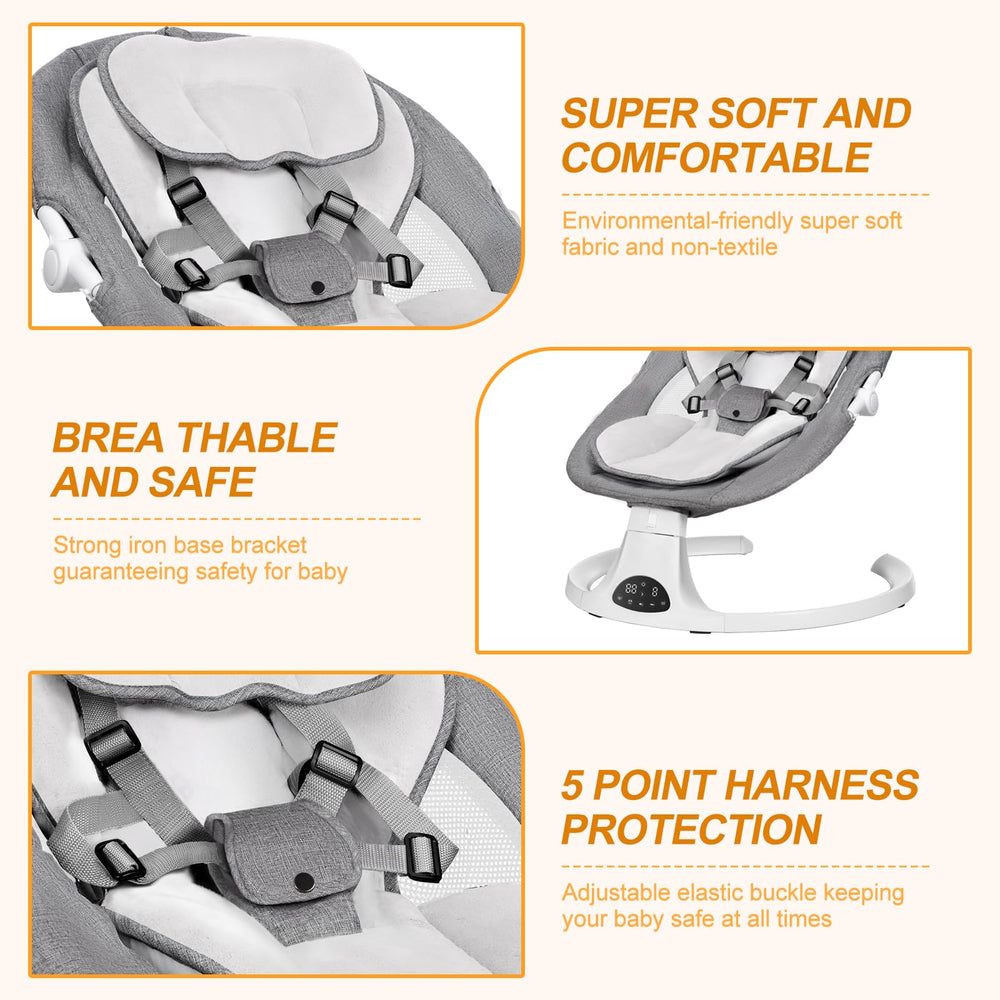 DEAREST BABY baby swing easy assembly implies quick setup in busy homes.