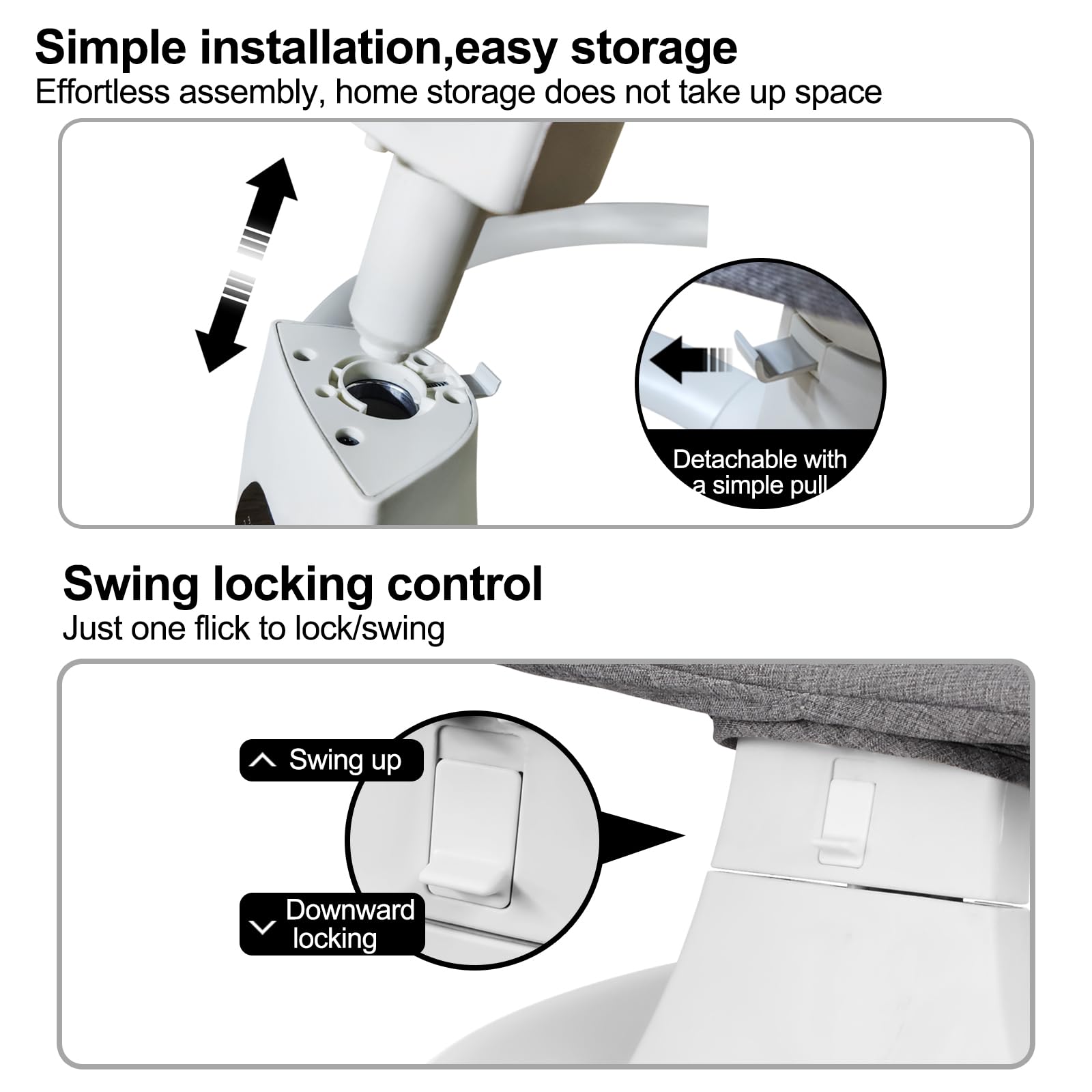 DEAREST BABY Baby Swing mosquito net keeps insects and pets out during naps.