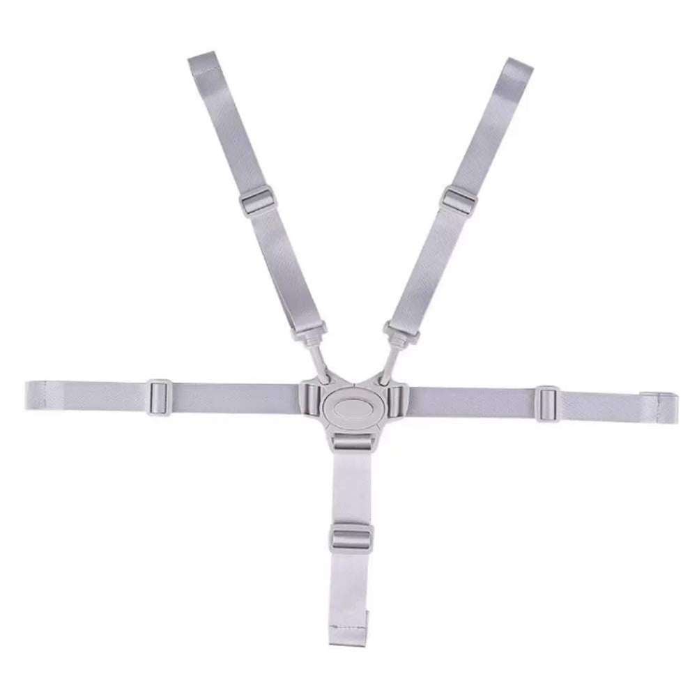 DearLives high chair harness buckle close-up shows secure five-point safety for mealtime stability.