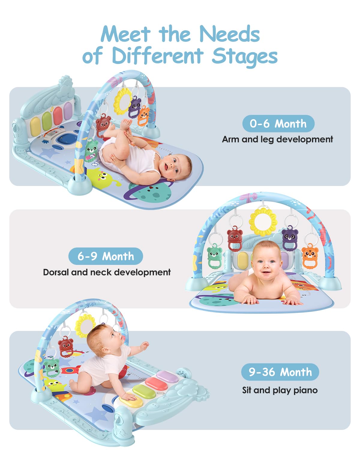 Dearlomum Baby Play Gym tummy time mat provides stable surface for exploration