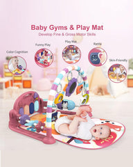Dearlomum baby play mat gym piano mode adjustable demonstrates engaging tactile play and musical interaction.