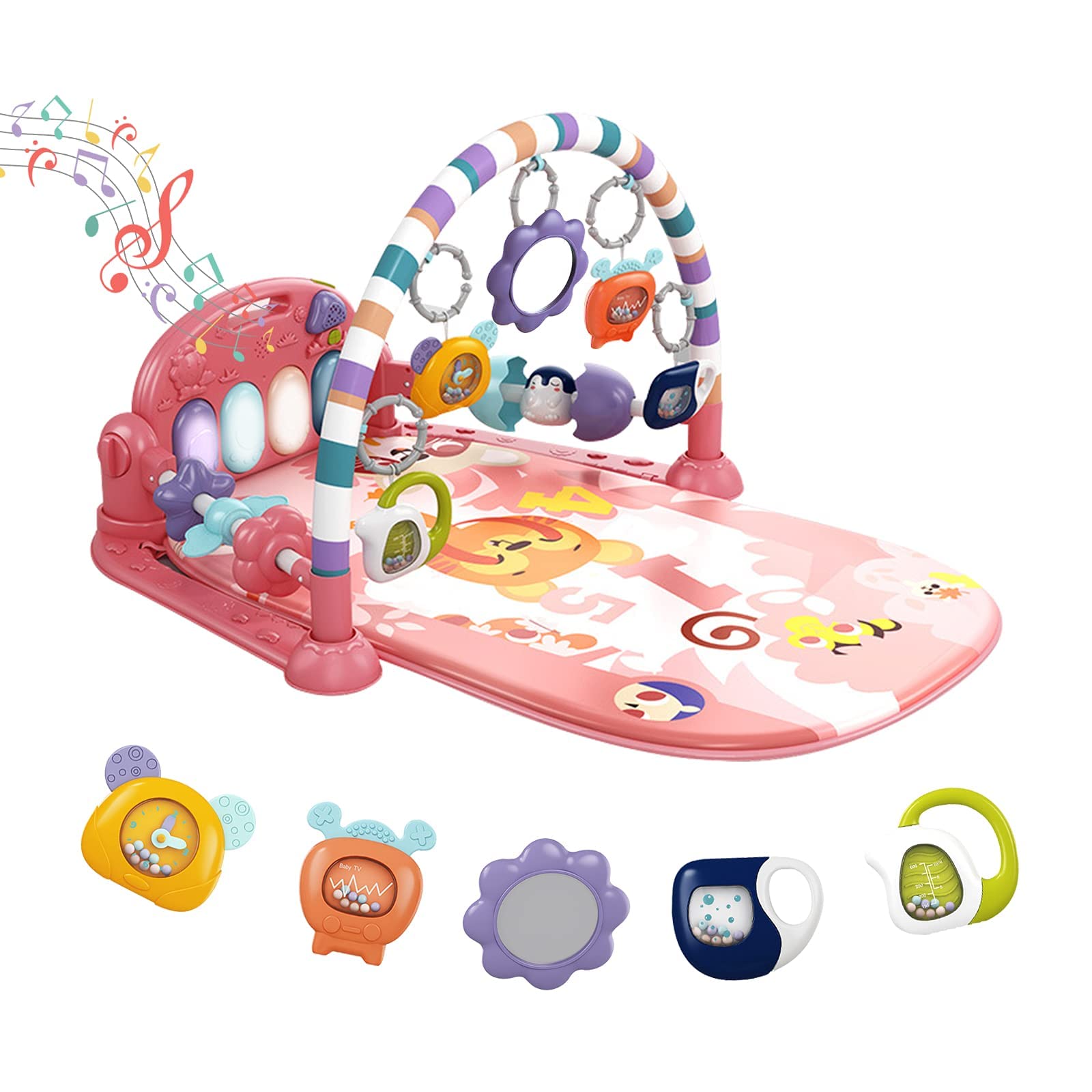dearlomum Baby Play Mat Gym pink piano key invites touch and curiosity through light and sound