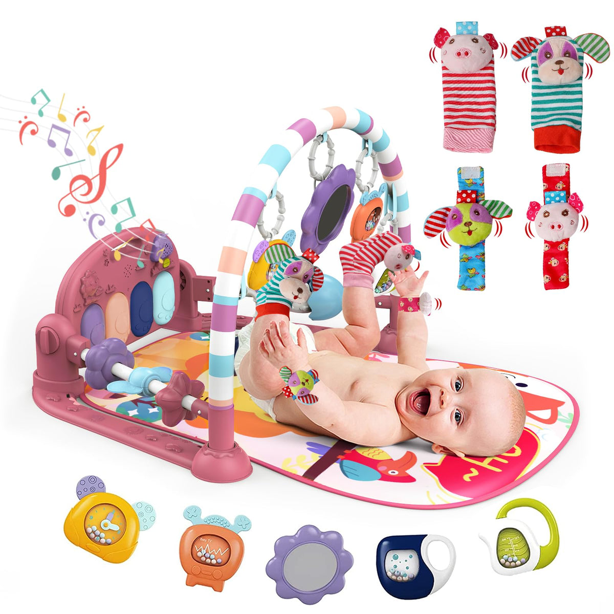 dearlomum baby play mat gym pink piano keys for stimulating curiosity and motor play