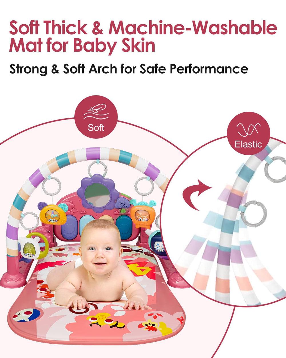 dearlomum Baby Play Mat Gym safety-guardrail adds safety during active play