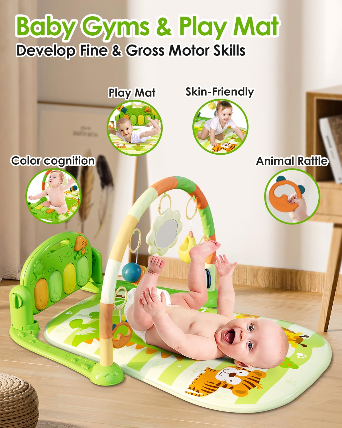Dearlomum Baby Play Mat tummy time green supports early motor movement and neck strength