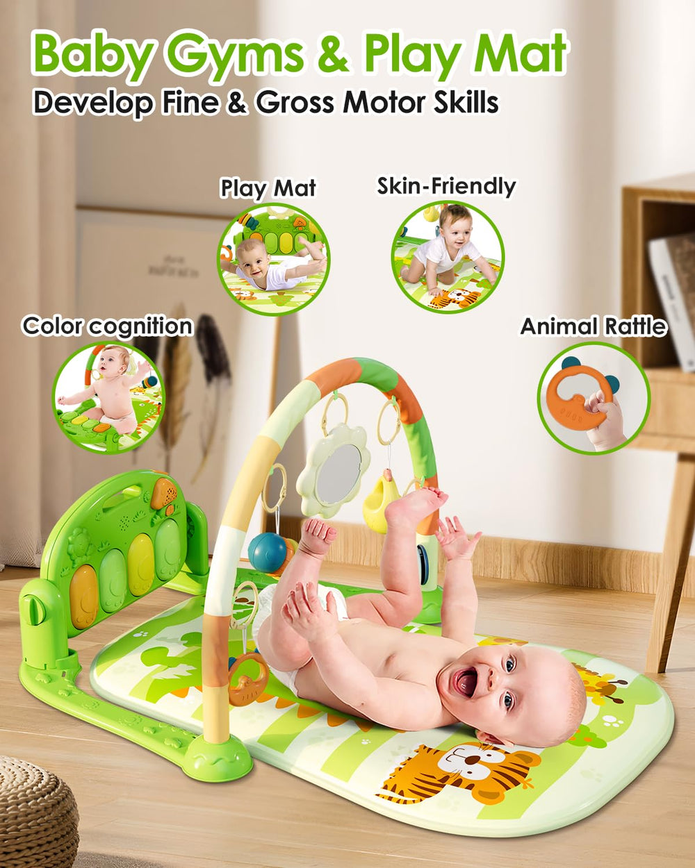Dearlomum Baby Play Mat tummy time green supports early motor movement and neck strength