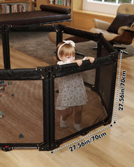 Dearlomum indoor-outdoor use image shows versatile safety barrier for homes and patios.