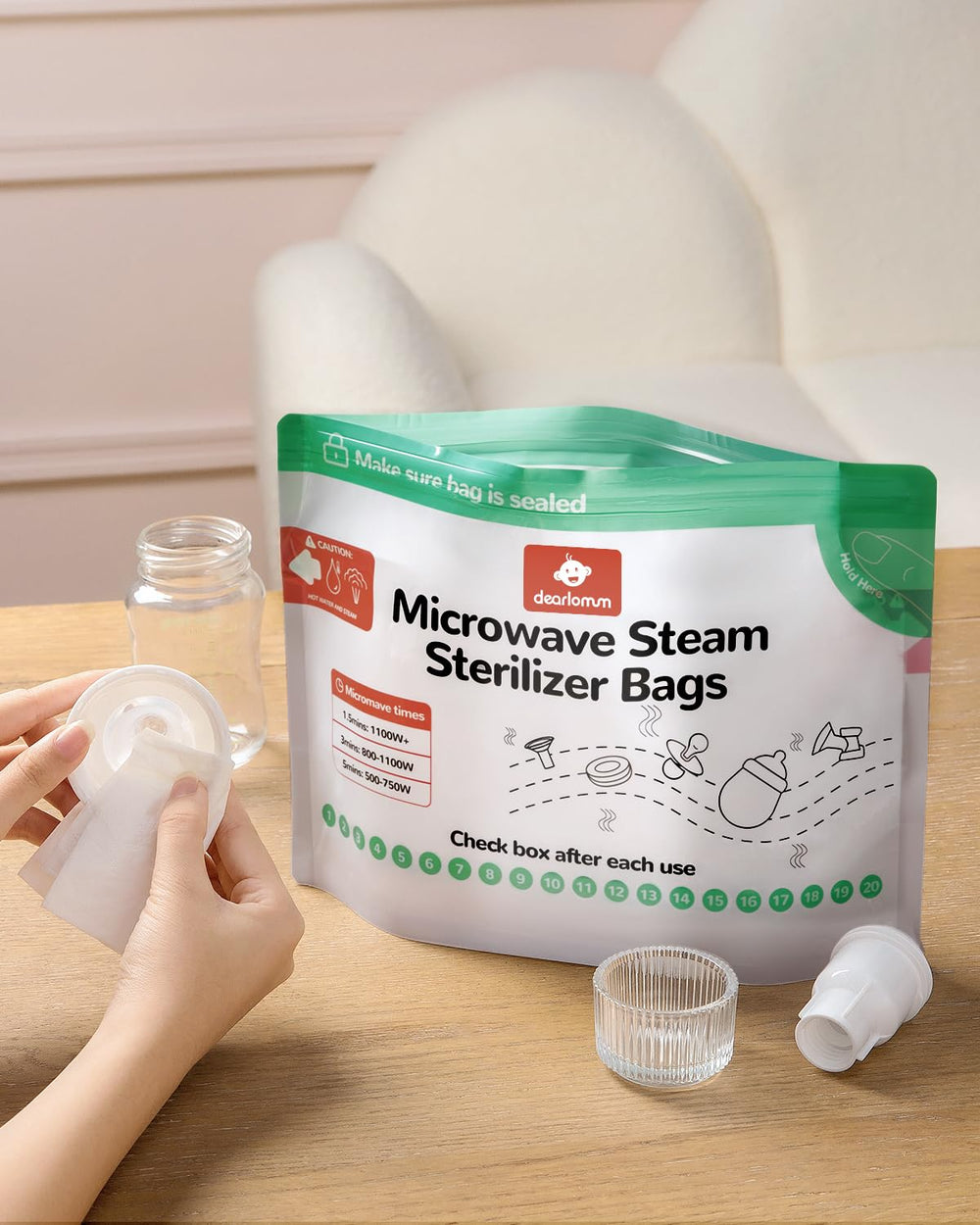 Dearlomum sterilizer bag digital uses counter visible for tracking cycles.