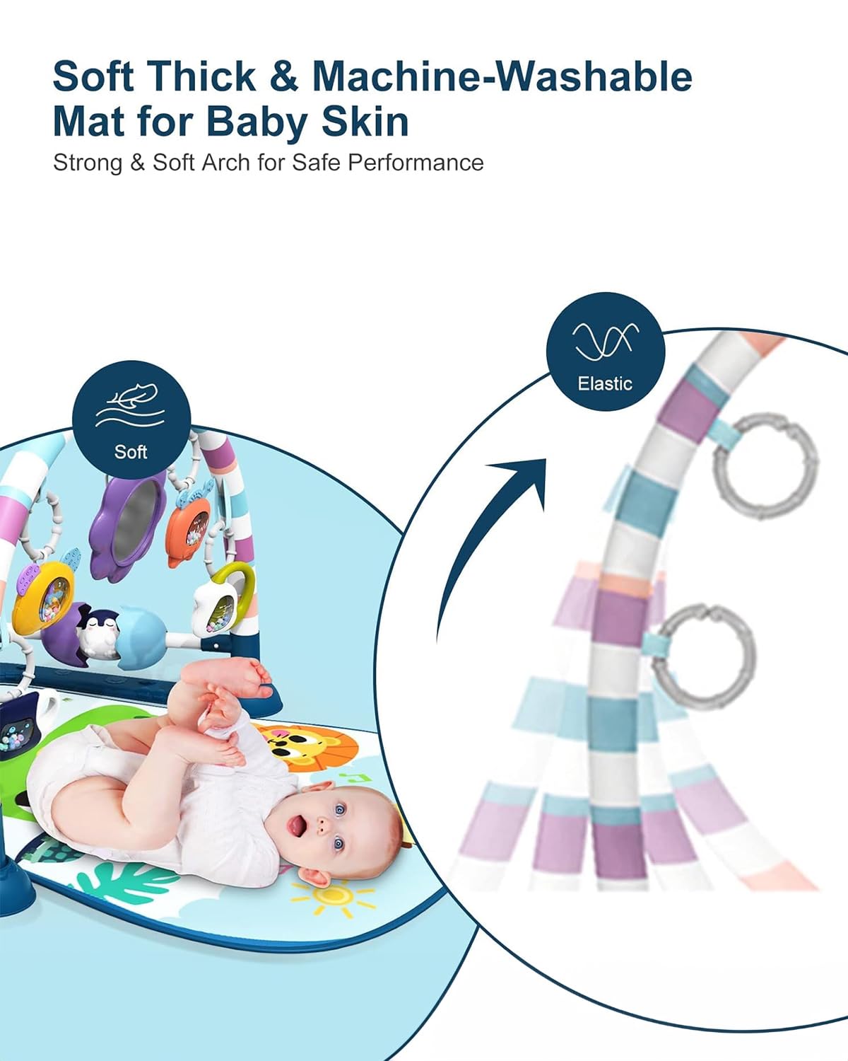 Dearlomum new blue baby play mat kick piano mode showcases interactive music